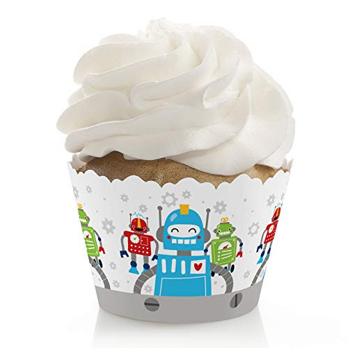 Big Dot of Happiness Gear Up Robots - Birthday Party or Baby Shower Decorations - Party Cupcake Wrappers - Set of 12 Big Dot of Happiness Gear Up Robots - Birthday Party or Baby Shower Decorations - Party Cupcake Wrappers - Set of 12