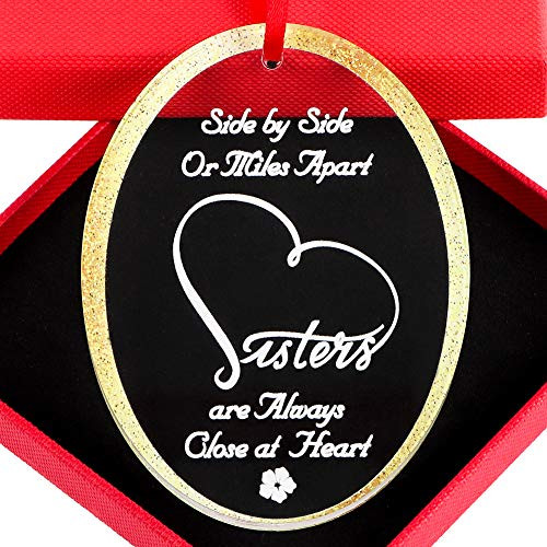 WaaHome Sister Christmas Ornaments 2x3_5 Side by Side Or Miles Apart Sisters are Always Close at Heart Clear Christmas Tree Ornaments Gifts for Sisters Friends Women WaaHome Sister Christmas Ornaments 2x3_5 Side by Side Or Miles Apart Sisters are Always Close at Heart Clear Christmas Tree Ornaments Gifts for Sisters Friends Women