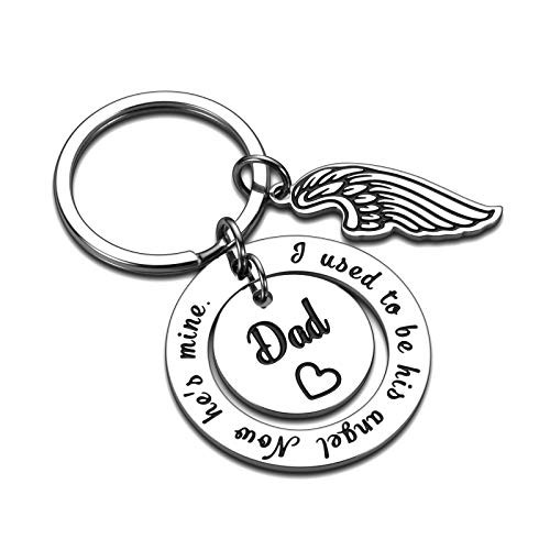 Dad Memorial Keychain Gift for Loss of Father Bereavement Condolence Sympathy Gift for Daughter Son in Memory of Dad Daddy Papa Remembrance Jewelry for Kids Women Men I Used to Be His Angel Key Ring