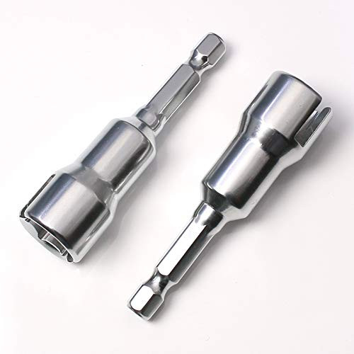ROSNEK 2PCS Hard Chrome Plated CrV Steel Universal Socket Wrench Grip Power Drill Adapter Wing Nut Bolt Driver