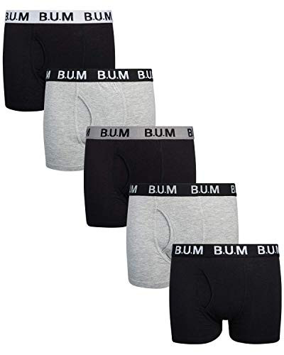 B_U_M_ Equipment Boys 5 Pack Solid Boxer Briefs Underwear BlackCharcoal Size 810