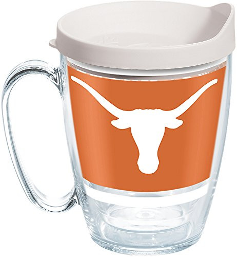 Tervis 1257469 NCAA Texas Longhorns Legend Coffee Mug with Lid, 16 oz, Clear