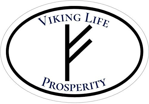 WickedGoodz Oval Wealth and Prosperity Viking Rune Vinyl Decal - Norse Sticker - Scandinavian Gift