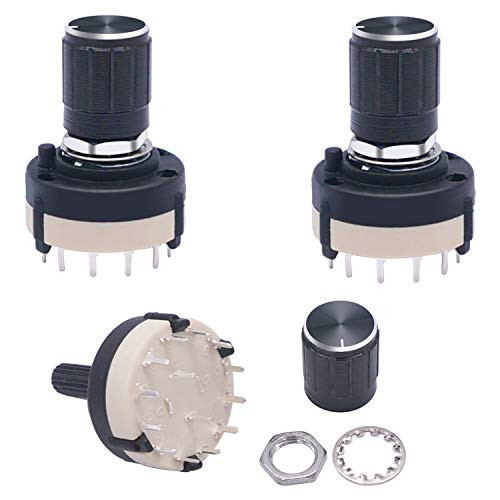 3pcs RS26 2P6T Band Switch Band Channel Rotary Selector Switch 2 Pole 6 Position Selectable Position  3pcs knob
