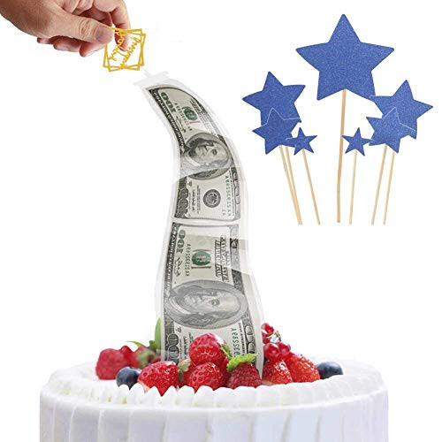 Money Cake Pull Out Kit Cake Money Box with Happy Birthday Star Cake Toppers Cake Atm Money Box