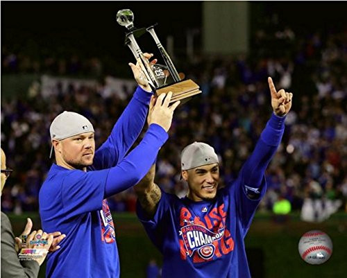 Jon Lester Javier Baez Chicago Cubs 2016 NLCS MVP Celebration Photo 8 x 10