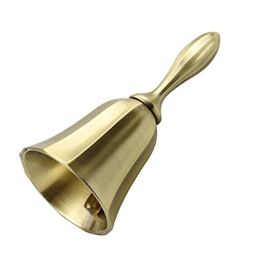 Sopcone Hand Bell Metal Call Bell Handbells Multi-Purpose for School Classroom Churchl Hotel Bar Alarm Christmas and Wedding Service antique brass