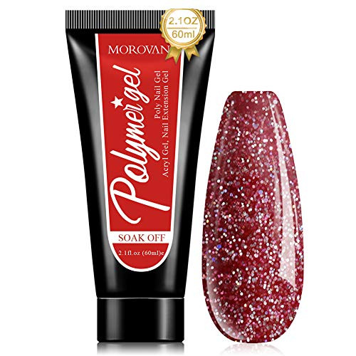 Morovan Poly Nail Gel Builder Gel for nails 60ml extension Nail Art Design Nail Extension Gel 60ML Glitter Poly Gel Builder Enhancement Nail Easy DIY at Home False Nail Tips Glitter Poly Nail Gel