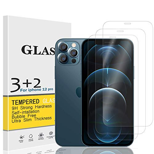 Aqualief Glass Screen Protector Compatible with iPhone 12 Pro 6_1 Display 20203 Pack Tempered Glass  2 Pack Camera Lens Protector Case-Friendly