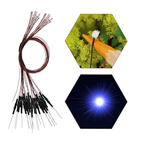 20pcs Prewired 0805 Bule SMD LED Light Emitting Diode 12V Pre-soldered Micro Litz Wired Leads Wire Length 7_8inch 20cm for DIY Manual Model Decoration L0805B-20-NUS