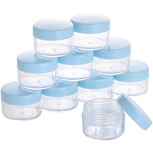 Tecbeauty 30-Pack 15g Clear Sample Jars Refillable Round Pot Jars for Cream and Lotion with Lids Blue