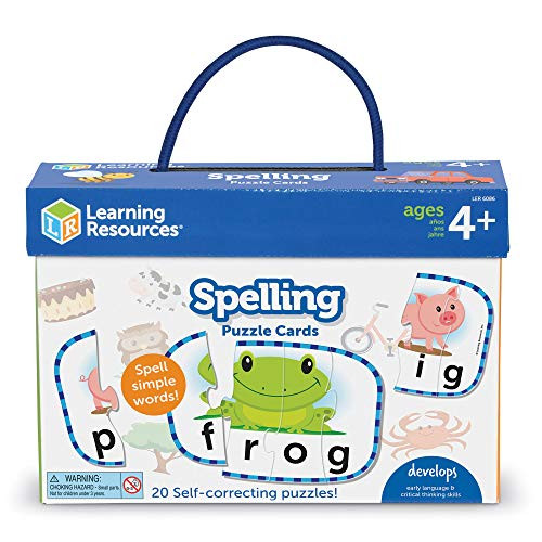 Learning Resources Spelling Puzzle Cards Kindergarten Readniness Self Correcting Puzzles Ages 4 Multi