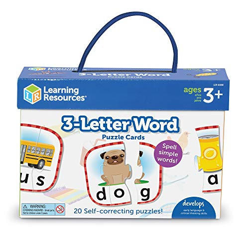 Learning Resources 3-Letter Word Puzzle Cards Kindergarten Readniness Self Correcting Puzzles Ages 4 Multi