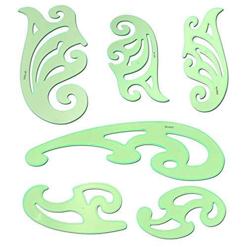 Tulead Curve Ruler Drawing Template Plastic Measuring Template Drafting Tools Multifunctional Ruler Pack of 6