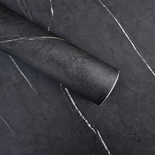 Black Marble Paper Self Adhesive Removable Wallpaper Peel and Stick Wallpaper Matte Marble Wallpaper Marble Sticker Waterproof Marble Black Wallpaper Vinyl Film for Kitchen Countertops 15_7×78_7