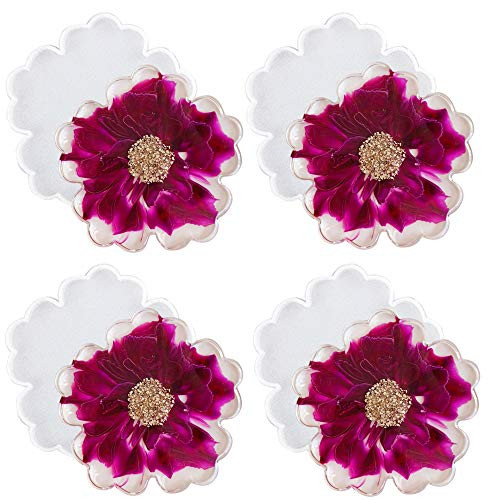 ResinWorld 4 Pack Flower Coaster Molds Silicone Coaster Molds for Epoxy Resin Glossy Geode Aagate Silicone Coasters Molds for Agate Resin Coasters Candle Holder Cup Mats