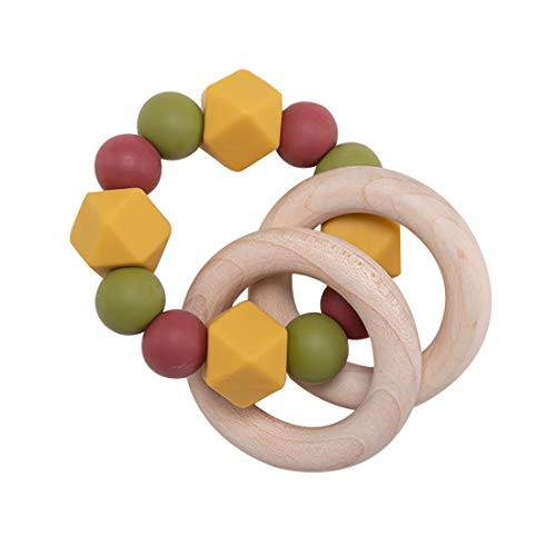 Wooden Teether Baby Teether Nursing Bracelet Silicone Teething Beads Wooden Teething Ring Infant Baby Bracelet Teething Toys Turmeric