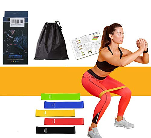 Bamutu Resistance Loop Bands Resistance Exercise Bands Yoga Pilates Natural Latex Workout Bands for Arm Legs and Butt Stretching Strap Home Fitness for Men Women 5 Pcs