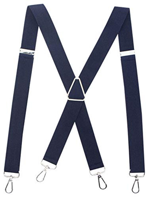 Calvertt Suspenders for Men  X - Shape Belt Loop Elastic Suspenders Navy