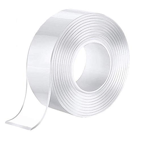 Nano Grip Tape Reusable Removable Washable Double Sided Sticky Strips Seamless Traceless Tape Adhesive Kitchen Holder Clear-16_5ft