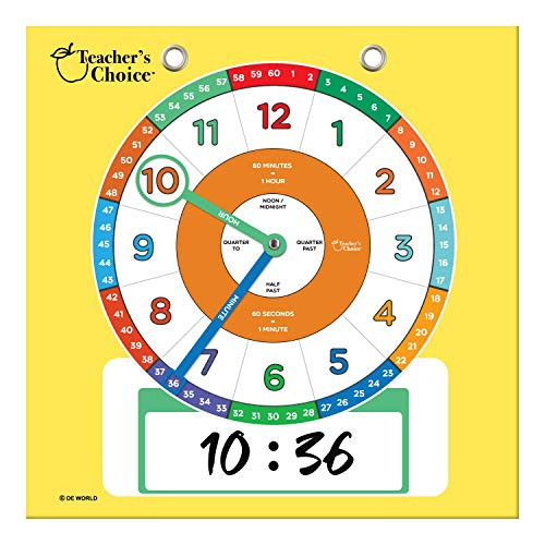 Teachers Choice Dry Erase Educational Teaching Clock  Large Demonstration Teaching Time Clock with Erasable Writing Surface