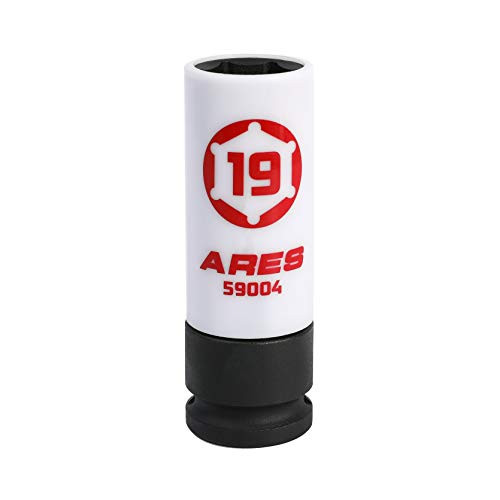 ARES 59004-19mm 12-Inch Drive Non-Marring Lug Nut Socket - Protective Sleeve Prevents Damage to Custom Rims  and  Lug Nuts - Color Coded  and  Laser Etched for Easy Identification