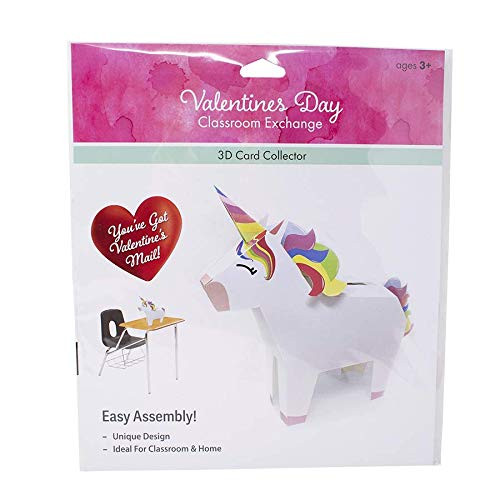 PTI Group Valentines Day DIY Card Collector Mailbox for Kids for Classroom Exchange - Unicorn