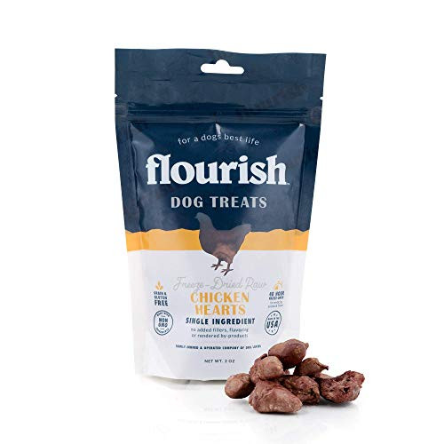 Flourish Pets Freeze Dried Raw Pet Treats for Dogs Chicken Hearts Small