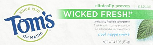 Tom's of Maine Natural Wicked Fresh Fluoride Toothpaste Cool Peppermint 4.70 oz (Pack of 2)