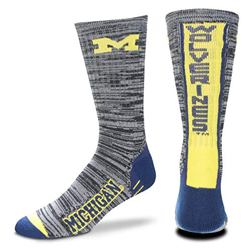 For Bare Feet NCAA Mens Team Vortex RMC Crew Socks-Medium and Large Sizes-Michigan Wolverines-Large 10-13 For Bare Feet NCAA Mens Team Vortex RMC Crew Socks-Medium and Large Sizes-Michigan Wolverines-Large 10-13