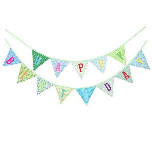 Happy Birthday Party Banner Birthday Party Decoration Bunting Banner with Happy Birthday Letters Wall Banner Flag Garland Green