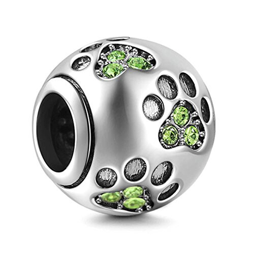 PHOCKSIN 925 Sterling Silver Dog Paw Print Bead Charms Birthstone Fits Bracelets Necklaces PHOCKSIN 925 Sterling Silver Dog Paw Print Bead Charms Birthstone Fits Bracelets Necklaces