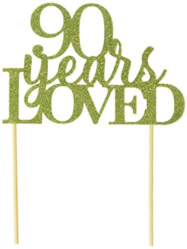 All About Details Lime Green 90-Years-Loved Cake Topper