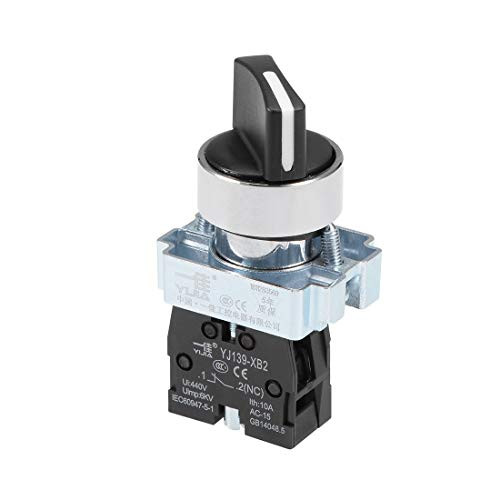 uxcell Rotary Selector Switch 2 Positions 1NC Self-Lock Latching AC 380V 10A 22mm Panel Mount