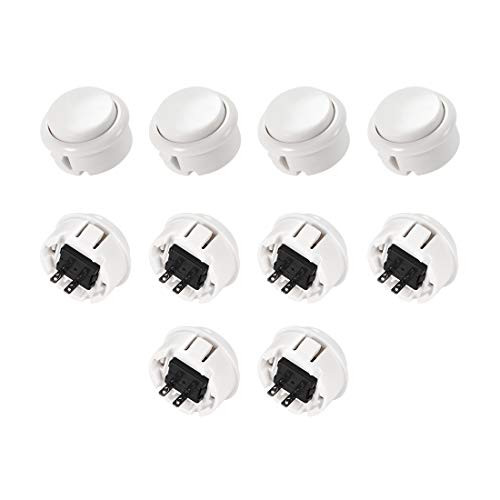 uxcell 30mm Mounting Hole Momentary Game Push Button Switch for Arcade Video Games White 10pcs