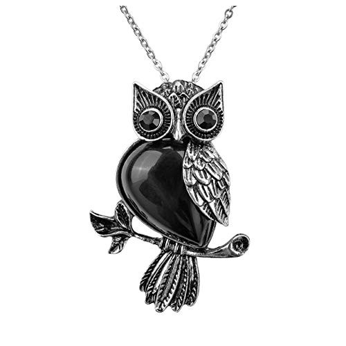 JOVIVI Owl Gifts Vintage Owl Necklace Healing Crystals Stone Pendant Necklaces for Women Men Natural Black Obsidian Gemstone Jewelry Reiki Spiritual Energy Lucky JOVIVI Owl Gifts Vintage Owl Necklace Healing Crystals Stone Pendant Necklaces for Women Men Natural Black Obsidian Gemstone Jewelry Reiki Spiritual Energy Lucky