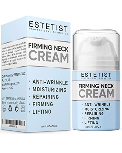 Neck Firming Cream for Tightening  and  Lifting Sagging Skin - Double Chin Reducer - Anti Wrinkle Anti Aging Treatment for Neck  and  Décolleté - Crepe Skin Repair for Chest - With Vitamin C  and  Coconut Oil