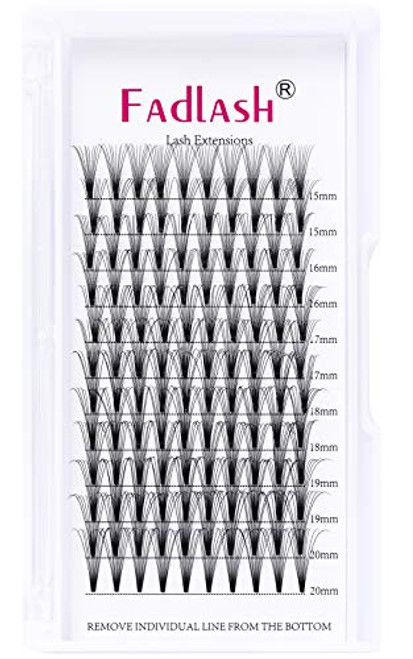 Volume Lash Extensions 19mm 10D Premade Fans D Curl 0_10mm Premade Volume Eyelash Extensions Handmade Short Stem by FADLASH 10D-0_10-D 19mm