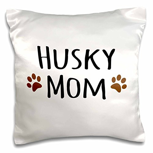 3dRose Siberian Husky Dog Mom-Doggie by Breed-Brown Muddy Paw Prints-Doggy Lover Pet Owner Mama Love-Pillow Case, 16 by 16" (pc_154136_1)