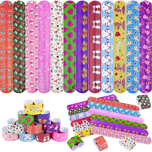 Ruisita 60 Pieces Slap Bracelets Valentines Day Wristband Colorful Hearts and Unicorn Design Assorted Styles for Valentines Gift and Classroom Party Favor Ruisita 60 Pieces Slap Bracelets Valentines Day Wristband Colorful Hearts and Unicorn Design Assorted Styles for Valentines Gift and Classroom Party Favor