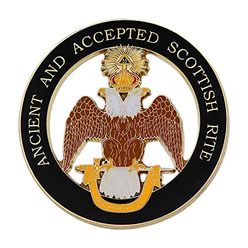 33rd Degree Double Headed Eagle Wings Down Ancient and Accepted Round Masonic Auto Emblem - Gold and Black3 Diameter 33rd Degree Double Headed Eagle Wings Down Ancient and Accepted Round Masonic Auto Emblem - Gold and Black3 Diameter