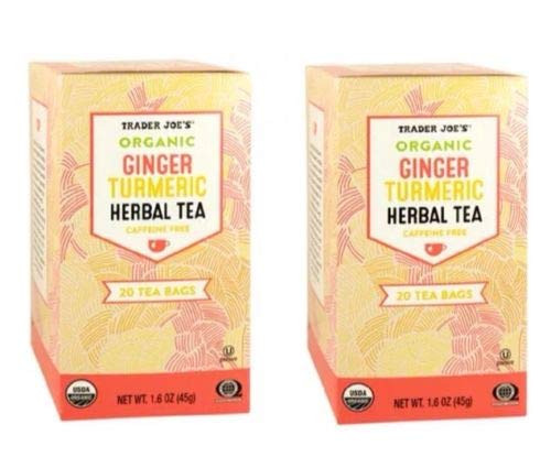 Trader Joes Organic Ginger Turmeric Herbal Tea 20 envelopes each (Pack of 2) Trader Joes Organic Ginger Turmeric Herbal Tea 20 envelopes each (Pack of 2)