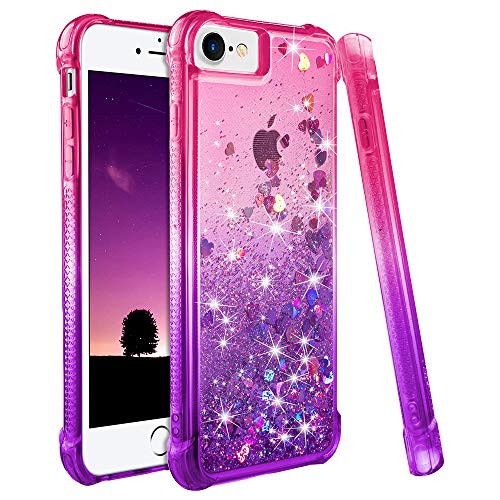 Ruky iPhone 6 6S 7 8 Case iPhone SE 2020 Case iPhone 6s Case for GirlsGradient Quicksand Series Glitter Bling Liquid Floating Soft TPU Protective Case for iPhone 66s78SE 2020 4_7 Pink Purple