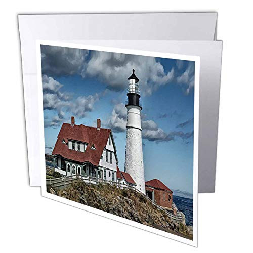 3dRose Portland Light House - Greeting Cards 6 x 6 inches set of 12 gc-5712-2