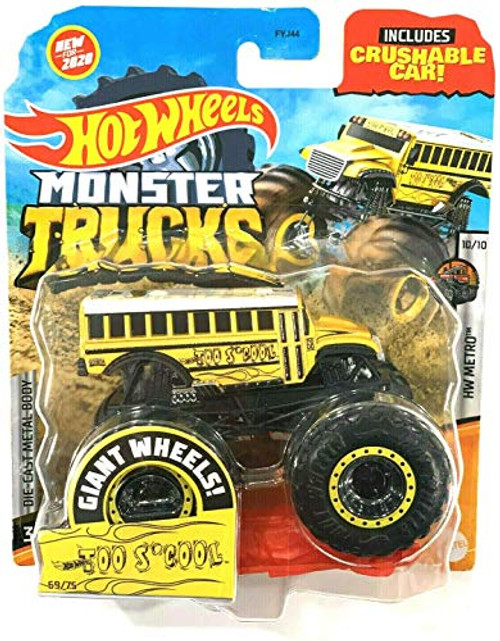 DieCast Hotwheels Monster Trucks HW Metro Too SCool 6975 School Bus Vehicle Truck 164 Scale