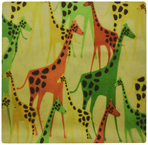 3dRose LLC 8 x 8 x 0.25 Inches Mouse Pad, Green/Orange/Yellow Cute Giraffes (mp_39081_1)