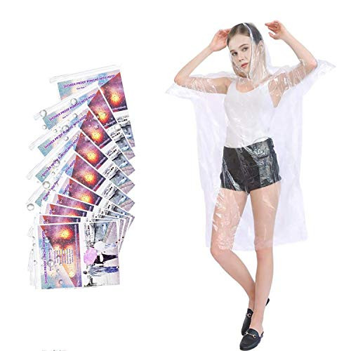 Rain Ponchos for Adults Disposable - Waterproof Lightweight 10 Pack Rain Ponchos with Drawstring Hood 50 Thicker Material Emergency Rain Poncho Clear Color