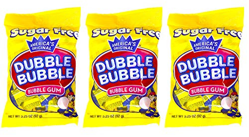 Dubble Bubble Gum 3_25 Ounce Bag Pack of 3  Individually Wrapped Sugar Free Bubble Gum