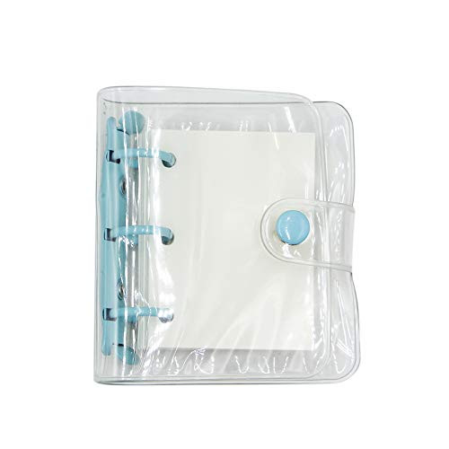Mini Transparent 3-Ring Binder Covers Clear Soft PVC Notebook Round Ring Binder Cover Protector Snap Button Closure Loose Leaf Folder with Blank Inner Papers