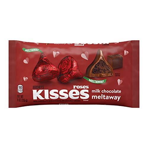 HERSHEYS KISSES Roses Milk Chocolate Meltaway Candy Valentines Day 9 Oz_ Bag